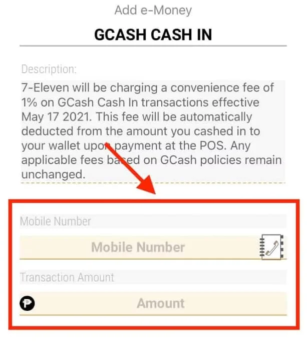 GCash Cash-in Fee in 7-11