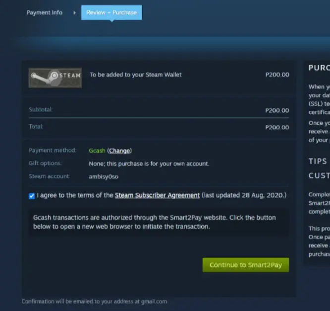 How to buy Steam wallet using GCash